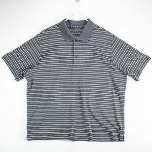 Eddie Bauer Men’s 2XL Striped Polo Shirt Gray Soft Cotton Blend Business Casual
